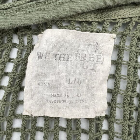 We The Free Shirt Large Grunge Netted Hooded Top Mix Media Hippie Hobo Boho - Picture 3 of 7